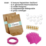 Osternest Papiertaschen Hasen mit Ponpon Pink