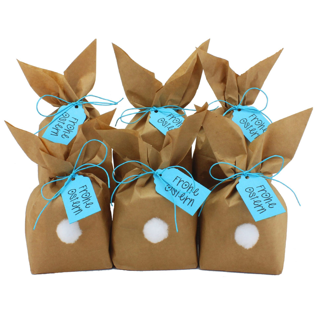 Osternest Papiertaschen Hasen mit Ponpon Blau