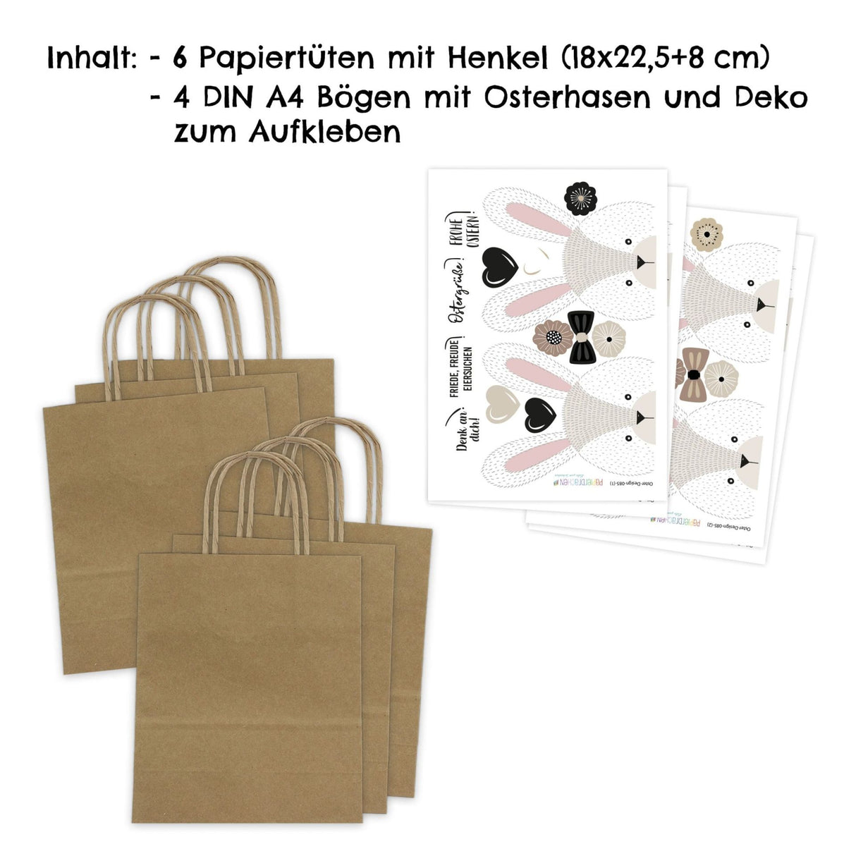 Osternest Papiertaschen Hasengesicht Schwarz Weiss