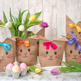 Osternest Papiertaschen bedruckt mit Hasen und Schlaufe