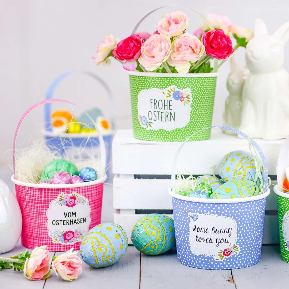 Osternest und Osterbecher Set Bunt