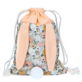 Rucksack und Turnbeutel Hase mit Ohren und Pommel Peach
