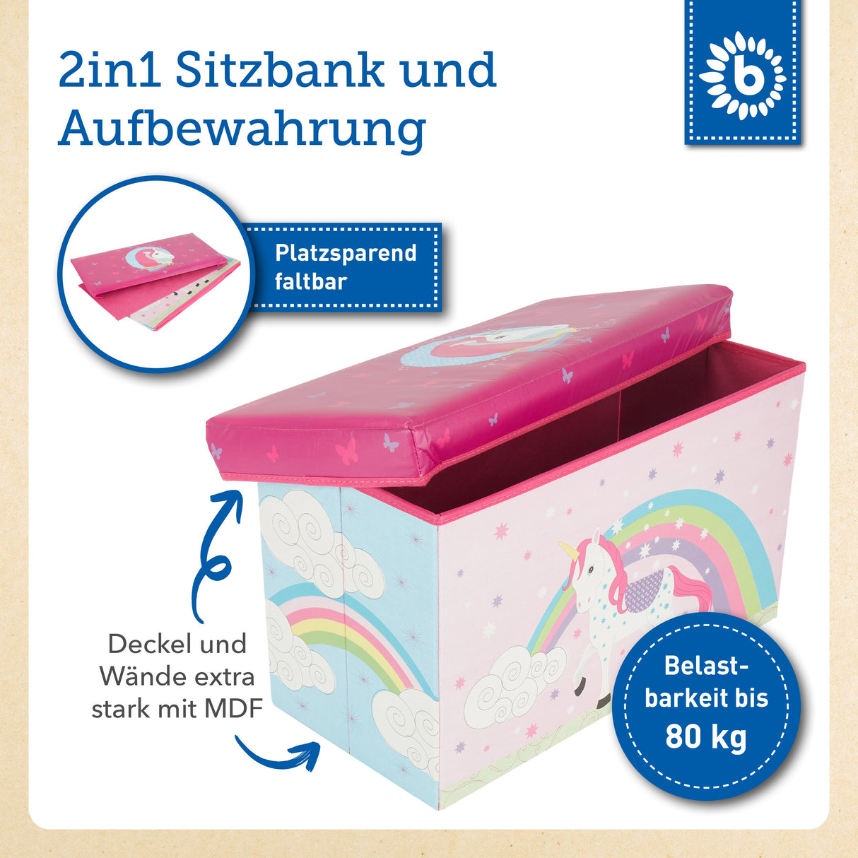 Erinnerungsbox, Spielbox & Sitzbank Einhorn