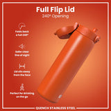 Edelstahl Trinkflasche Ion8 1200ml Dunkelorange