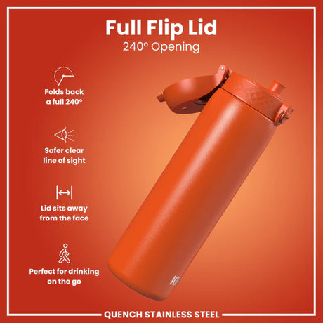 Edelstahl Trinkflasche Ion8 1200ml Dunkelorange