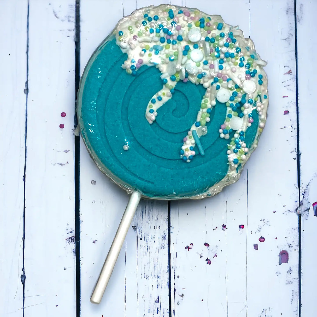 Badekugel handgemacht Lollipop Türkis