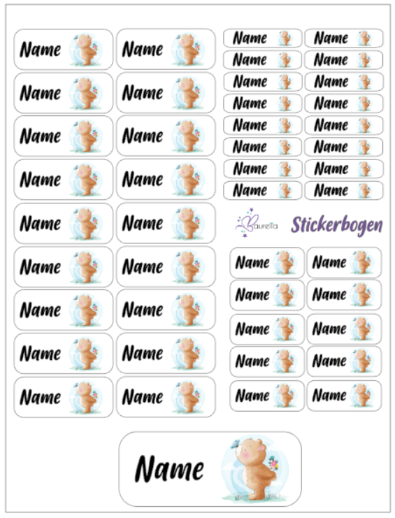 Baurelia Stickerset mit Name Bär 2