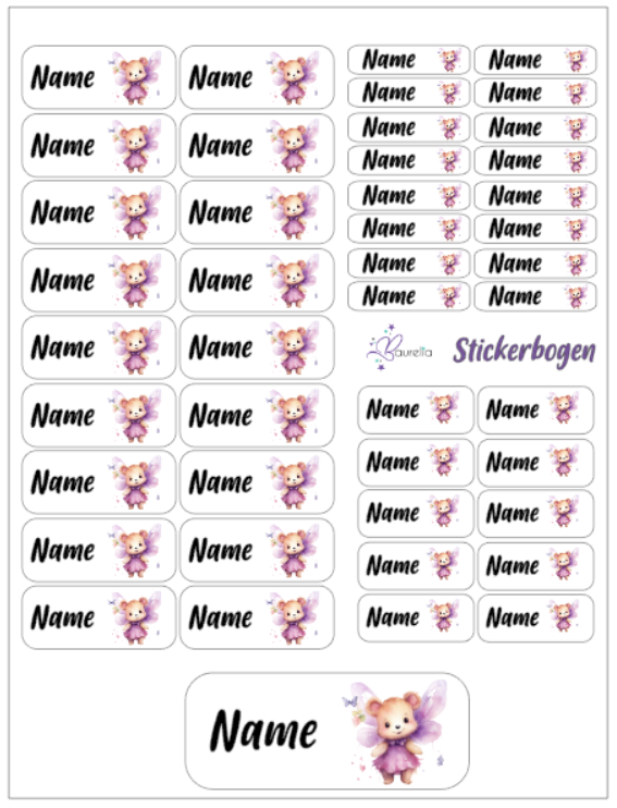 Baurelia Stickerset mit Name Bär 3