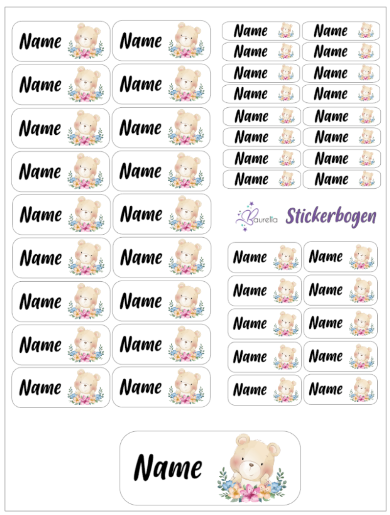 Baurelia Stickerset mit Name Bär 4