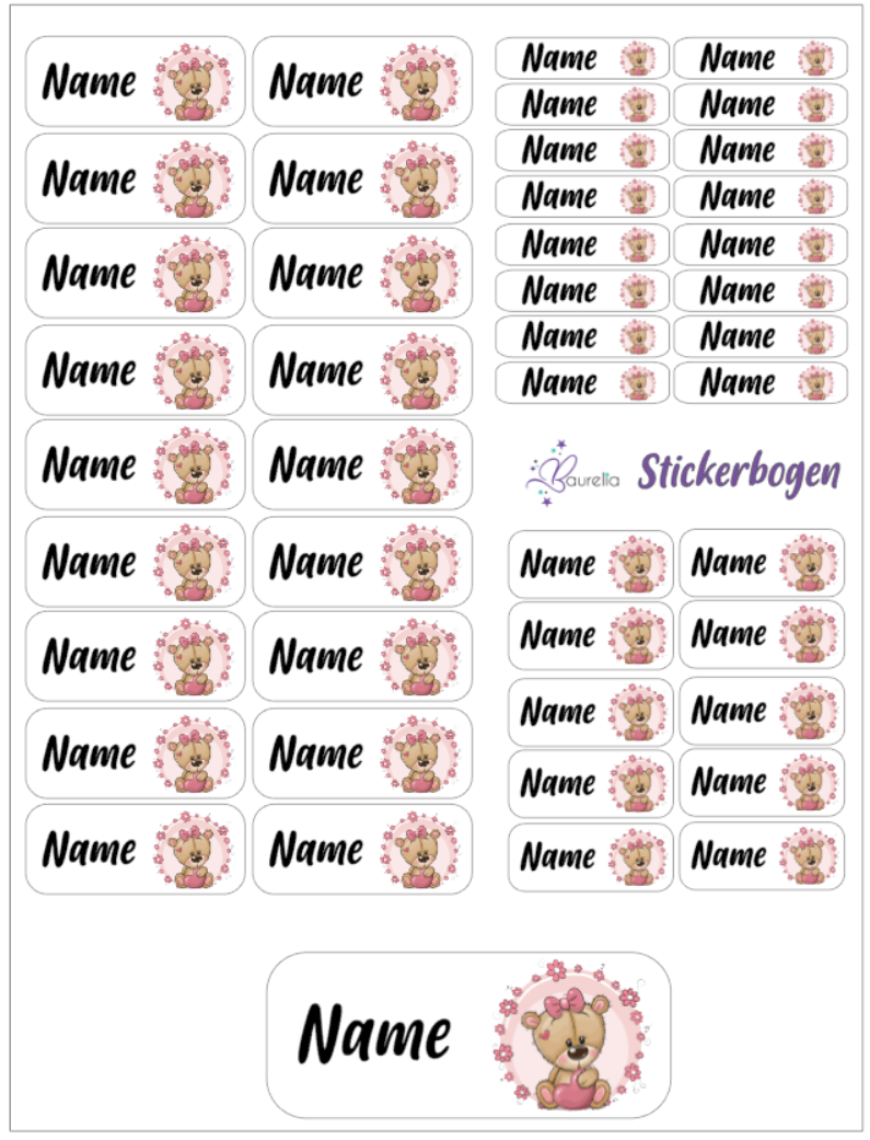 Baurelia Stickerset mit Name Bär 7