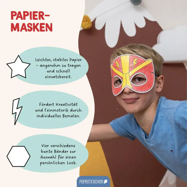 Bastelset Papiermasken Superhelden