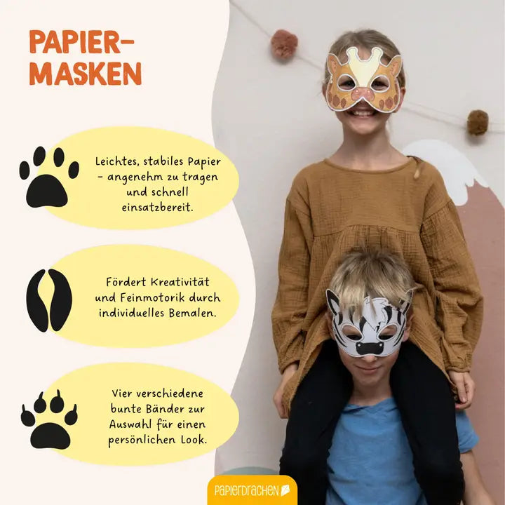 Bastelset Papiermasken Tierwelt