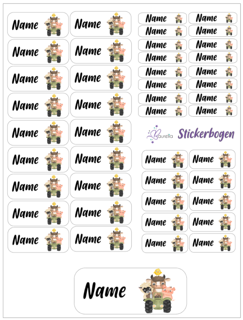 Baurelia Stickerset mit Name Bauernhof 3