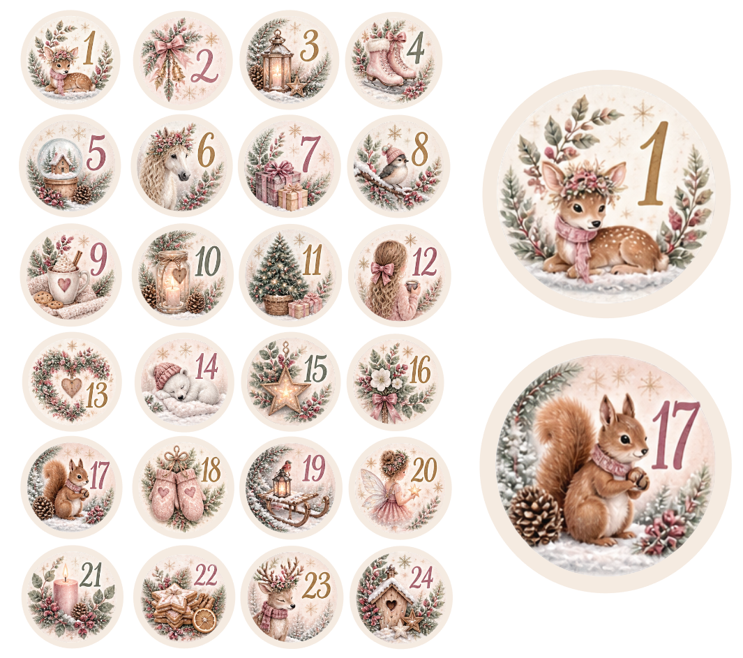 Adventskalender Zahlensticker Boho 2