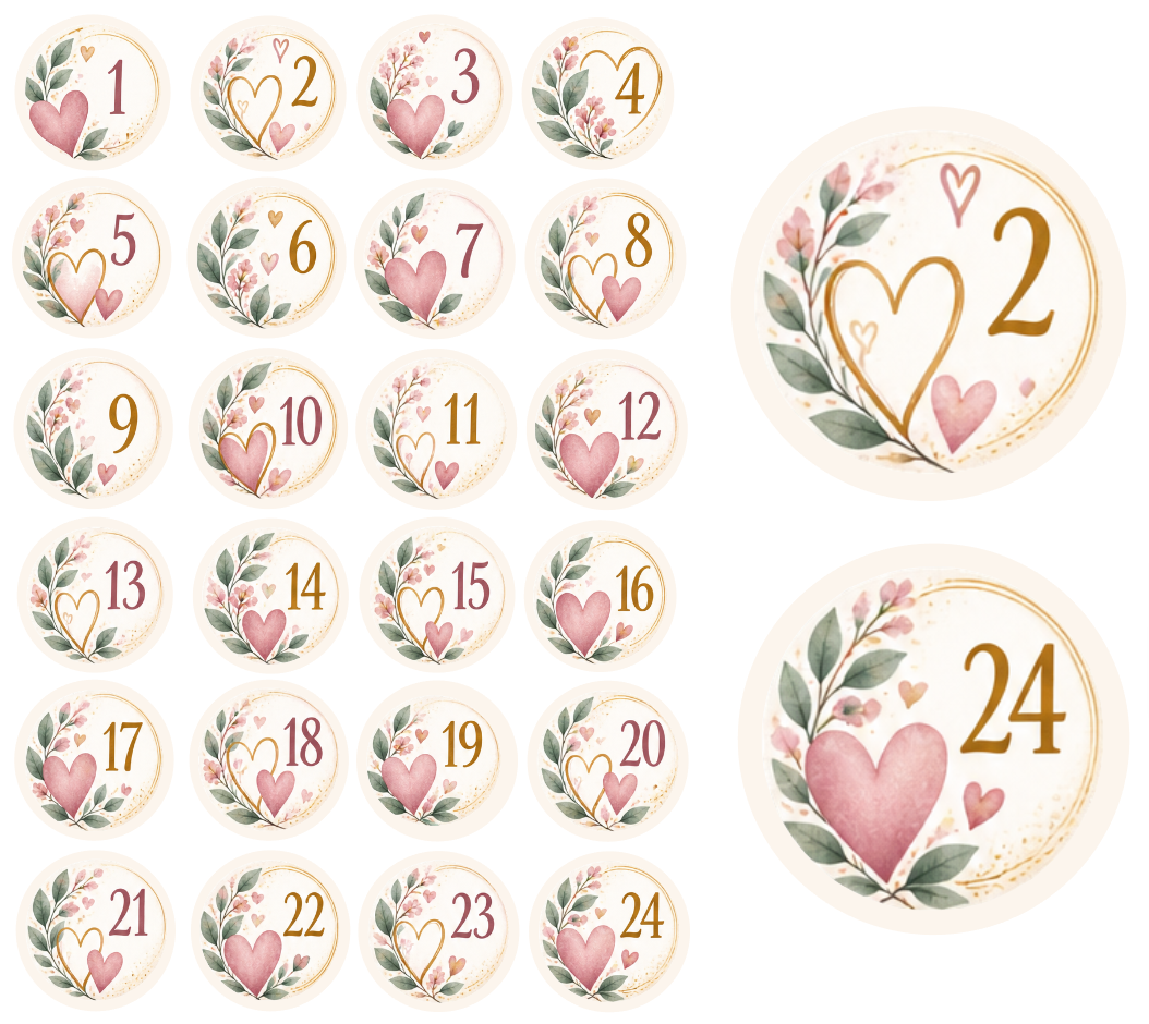 Adventskalender Zahlensticker Boho 5