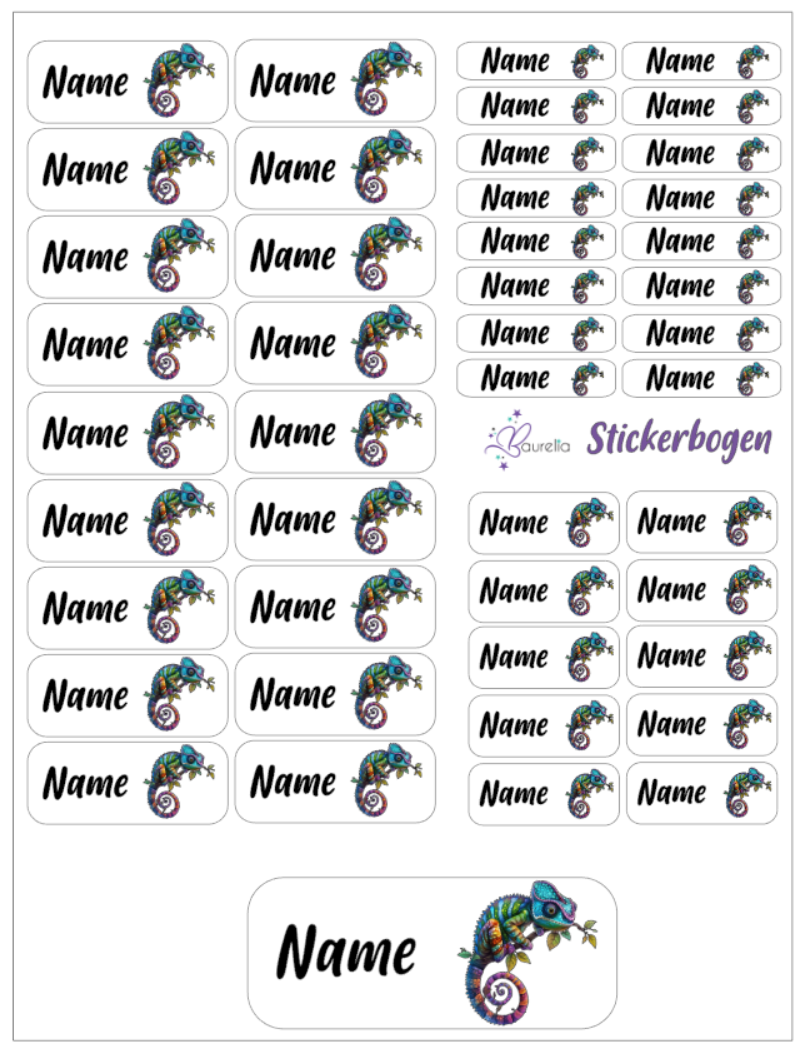 Baurelia Stickerset mit Name Chameleon 1