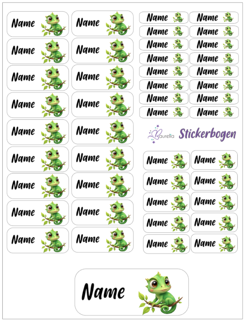 Baurelia Stickerset mit Name Chameleon 4
