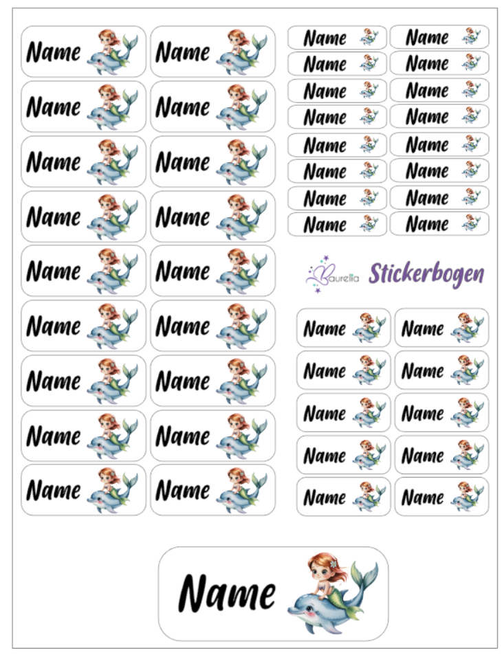 Baurelia Stickerset mit Name Delfin 11