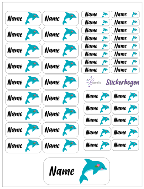Baurelia Stickerset mit Name Delfin 3