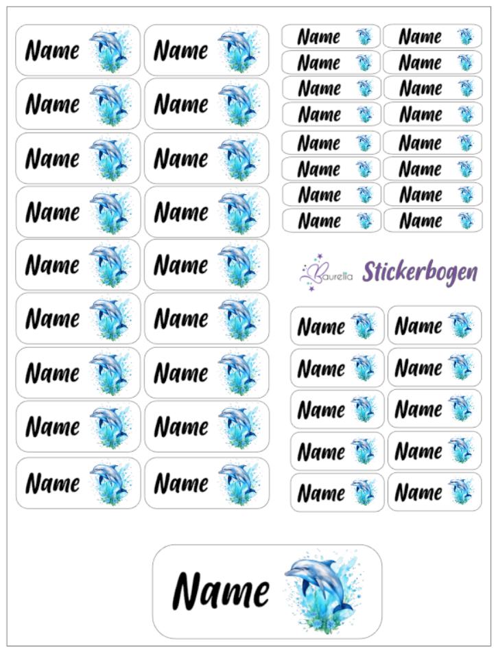 Baurelia Stickerset mit Name Delfin 5