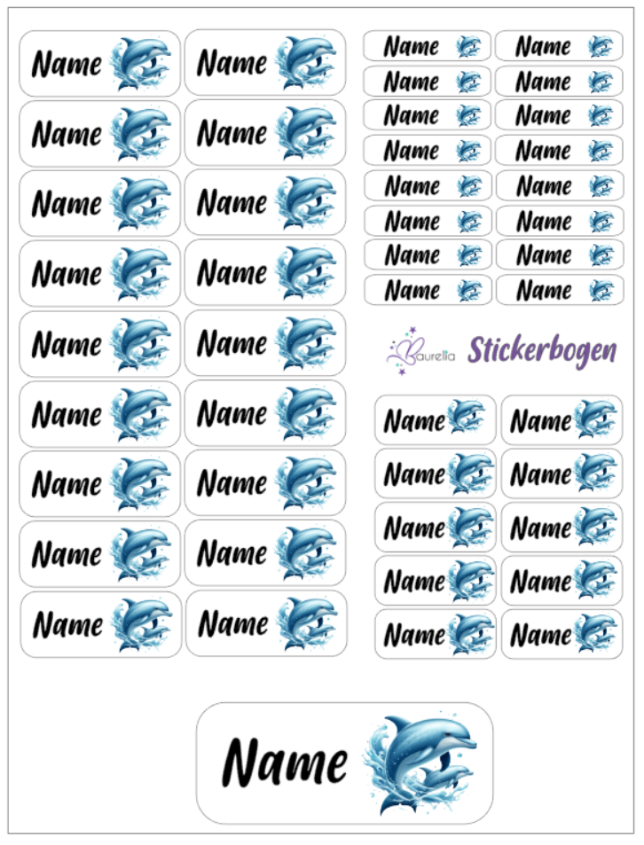 Baurelia Stickerset mit Name Delfin 6