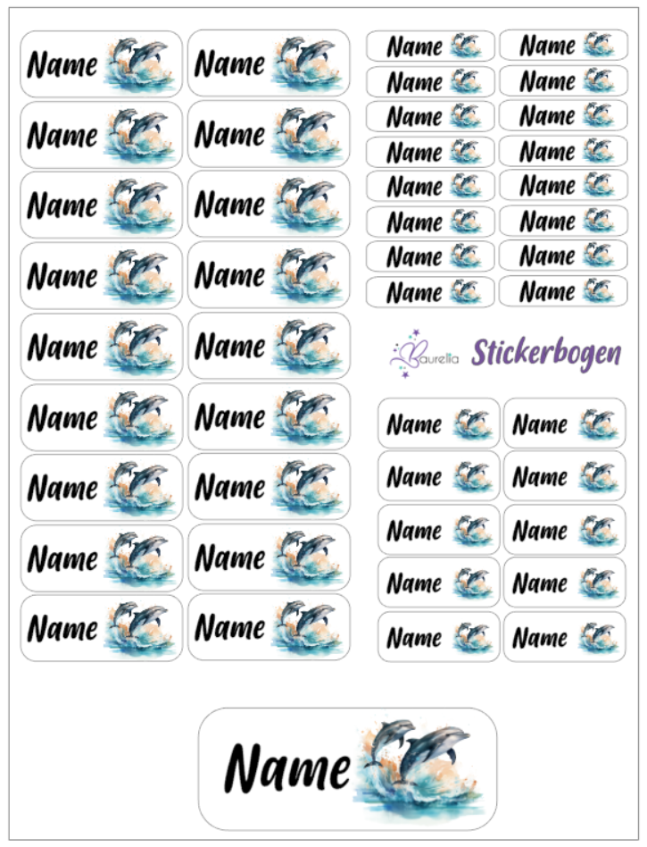 Baurelia Stickerset mit Name Delfin 7