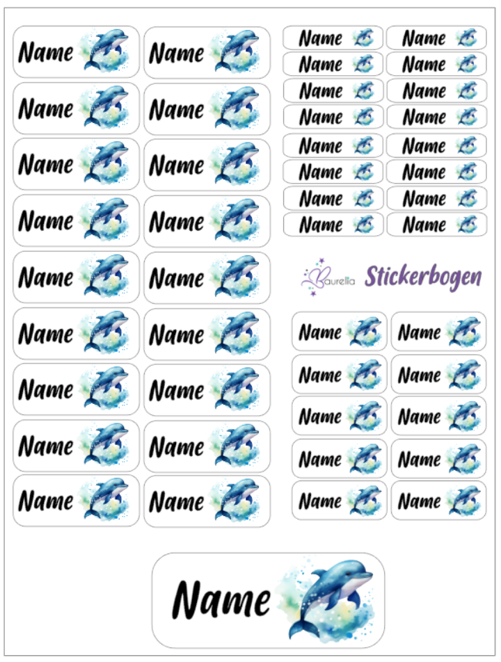 Baurelia Stickerset mit Name Delfin 8