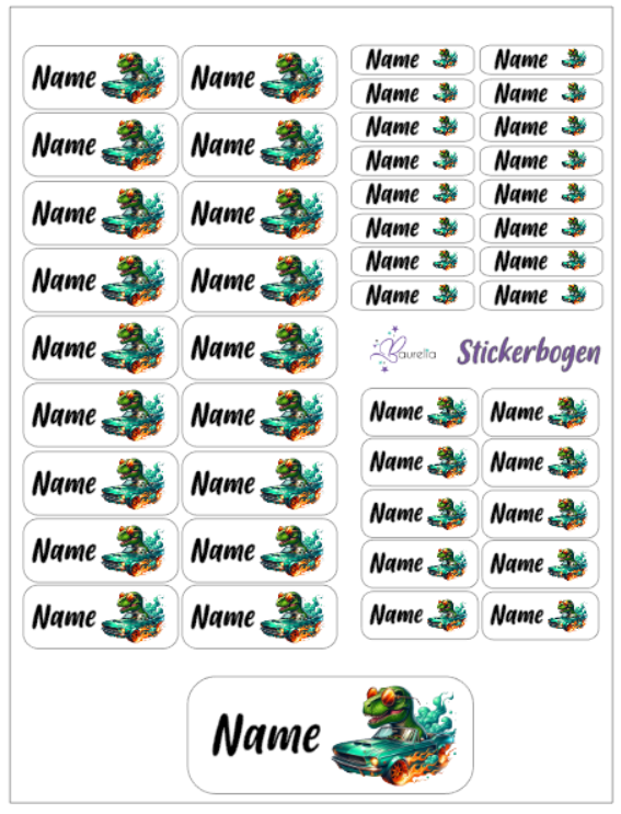 Baurelia Stickerset mit Name Dino 8