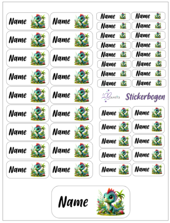Baurelia Stickerset mit Name Dino 9