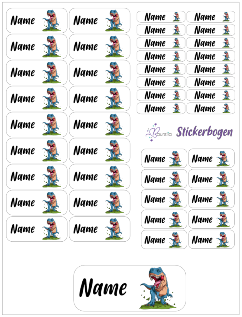 Baurelia Stickerset mit Name Dino 1