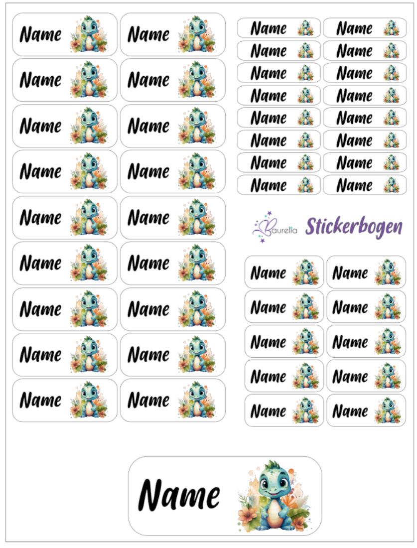 Baurelia Stickerset mit Name Dino 10