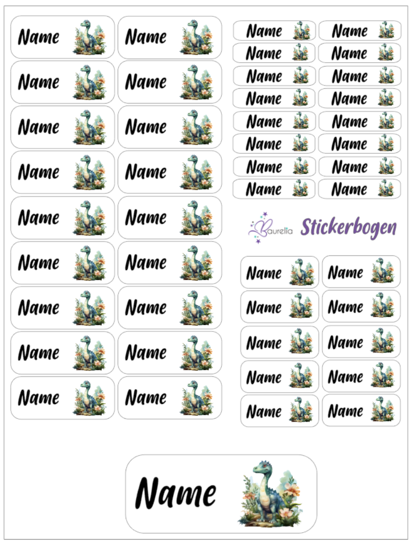 Baurelia Stickerset mit Name Dino 11