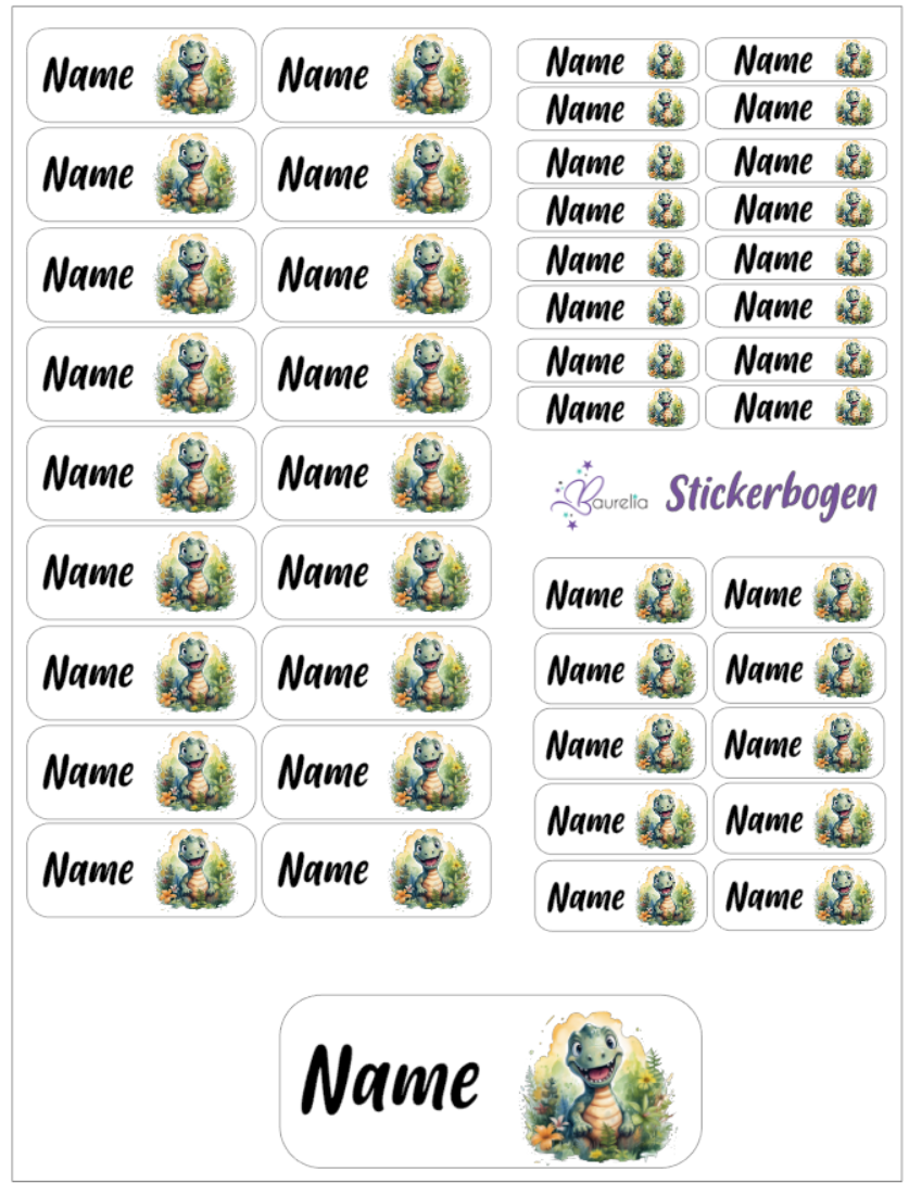 Baurelia Stickerset mit Name Dino 12