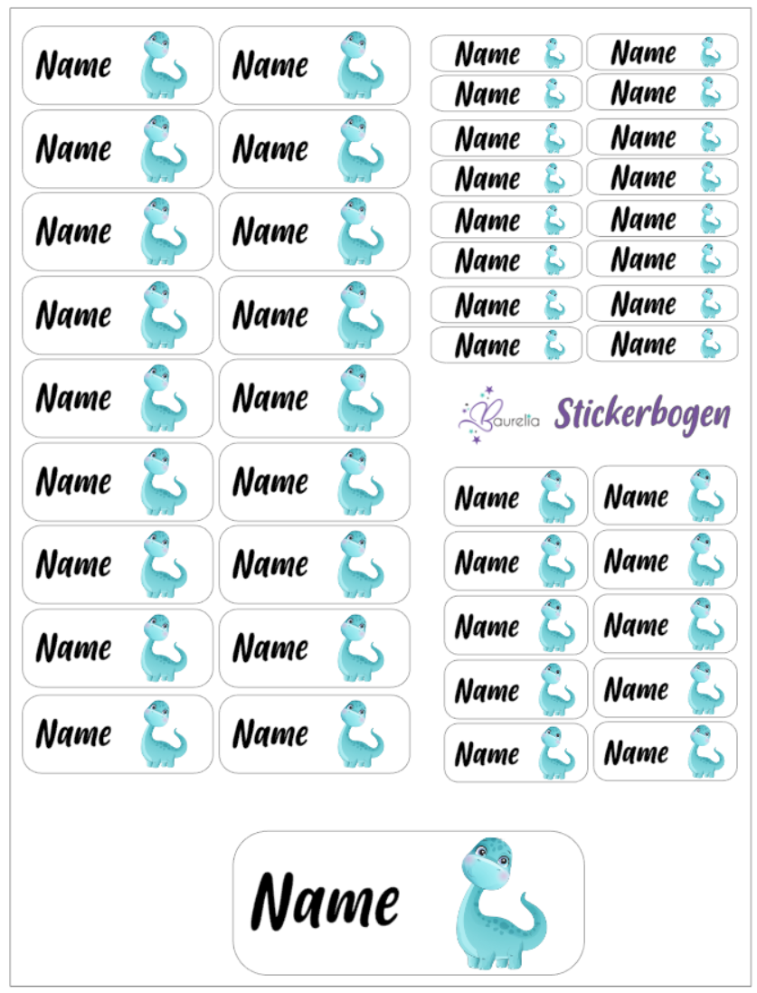 Baurelia Stickerset mit Name Dino 13