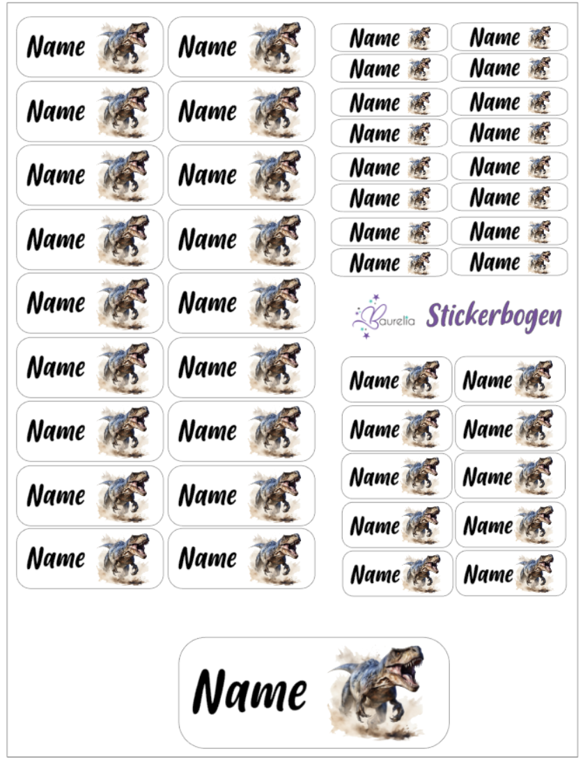 Baurelia Stickerset mit Name Dino 14