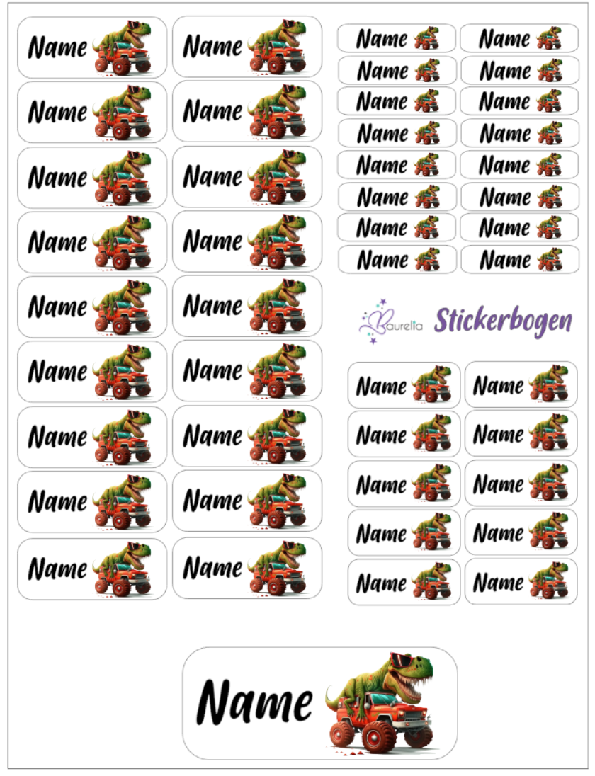 Baurelia Stickerset mit Name Dino 15