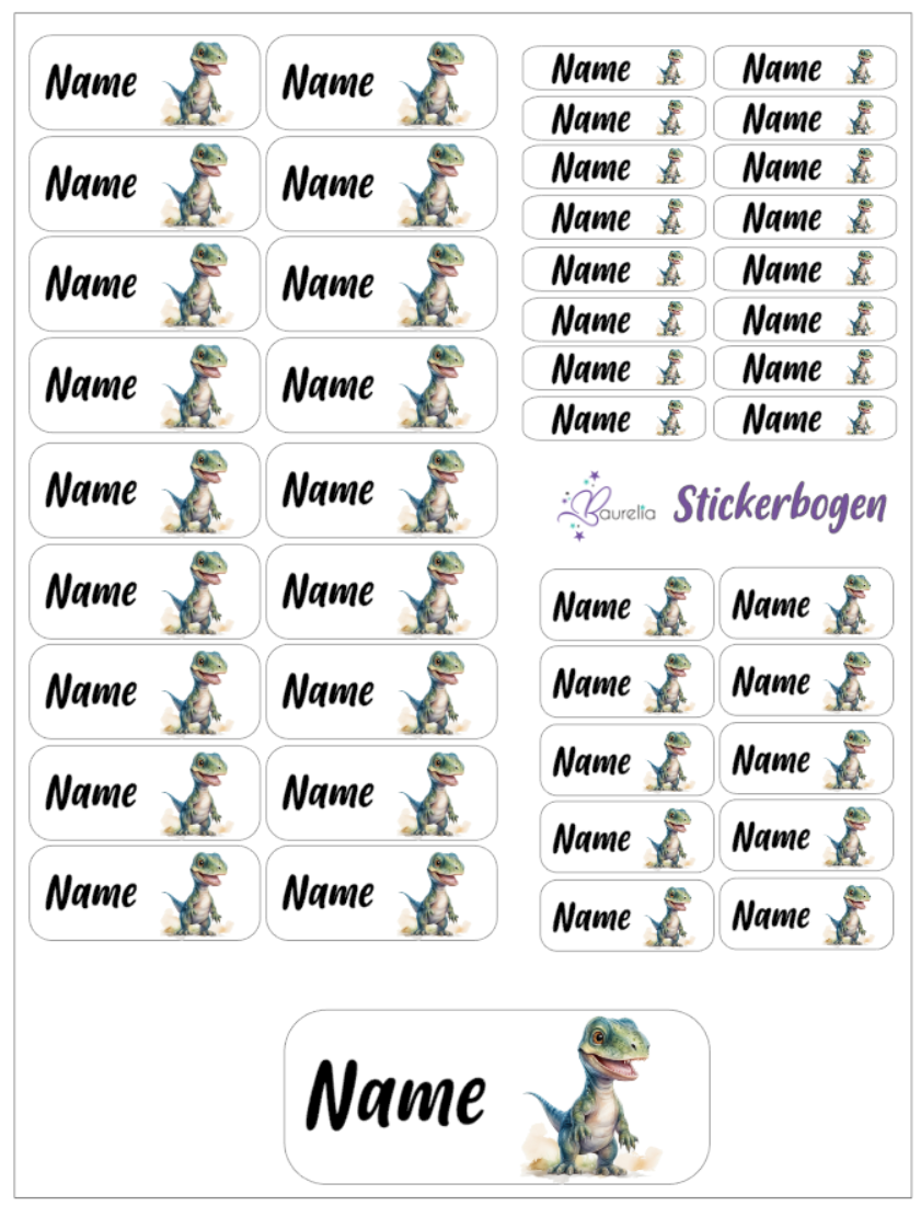 Baurelia Stickerset mit Name Dino 16