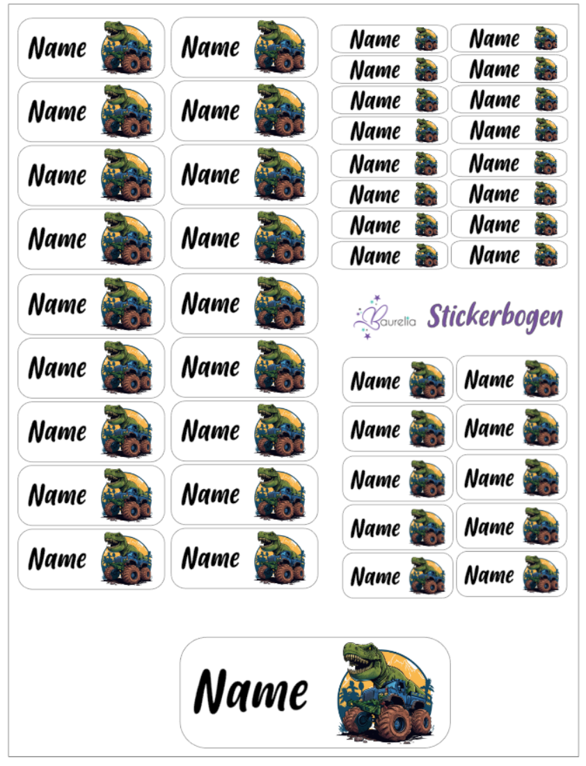 Baurelia Stickerset mit Name Dino 17