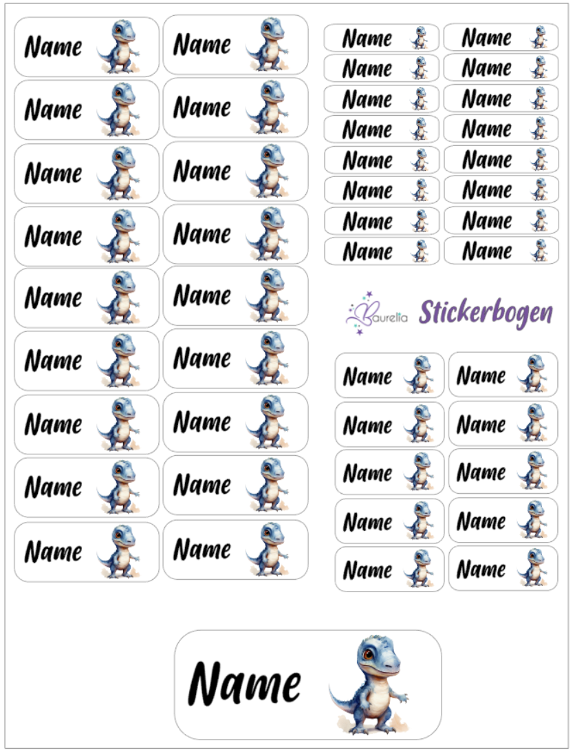Baurelia Stickerset mit Name Dino 18