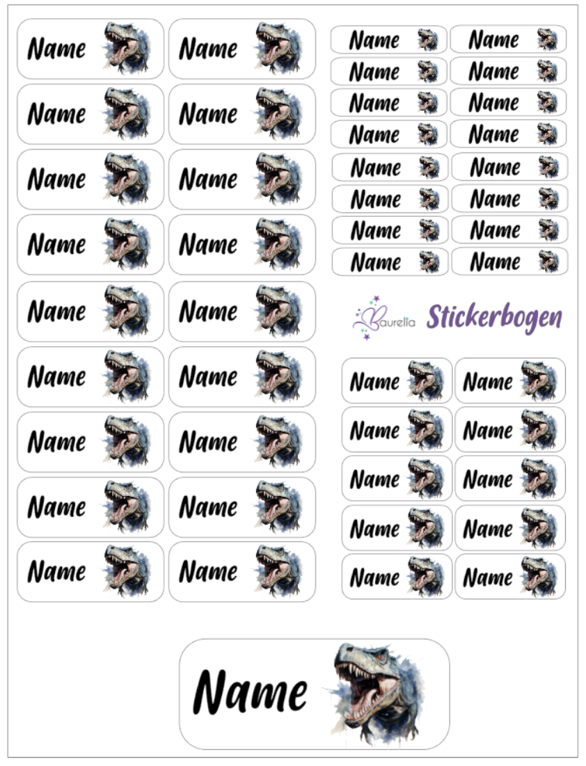 Baurelia Stickerset mit Name Dino 20
