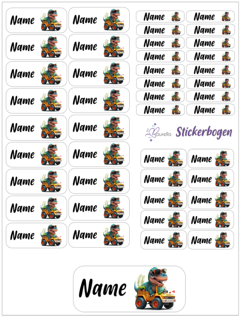 Baurelia Stickerset mit Name Dino 21
