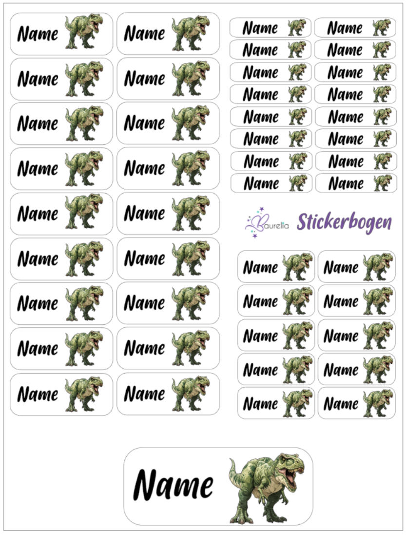 Baurelia Stickerset mit Name Dino 22