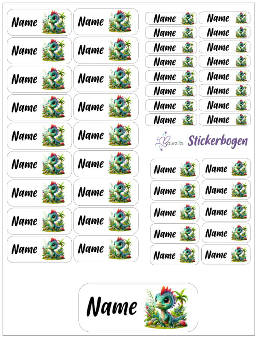 Baurelia Stickerset mit Name Dino 23