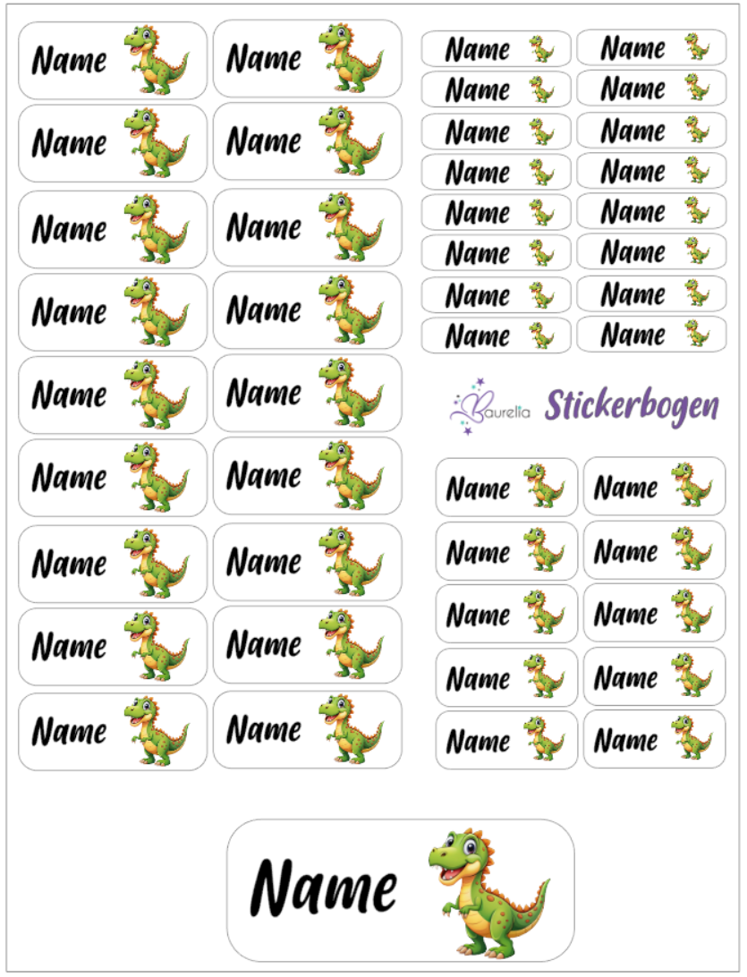 Baurelia Stickerset mit Name Dino 24
