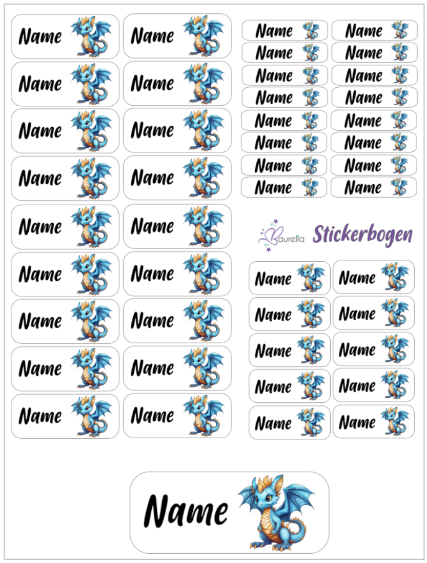 Baurelia Stickerset mit Name Drache 18
