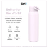Edelstahl Trinkflasche Ion8 1200ml Pastellrosa