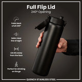 Edelstahl Trinkflasche Ion8 1200ml Schwarz