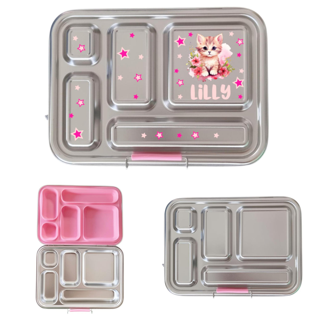 Edelstahl Znünibox Baurelia Box Eco mit 5 Unterteilungen Rosa
