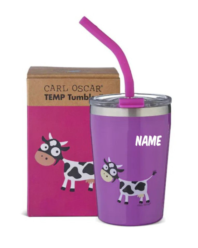 Kinder Thermbobecher Carl Oscar mit Strohhalm Pink