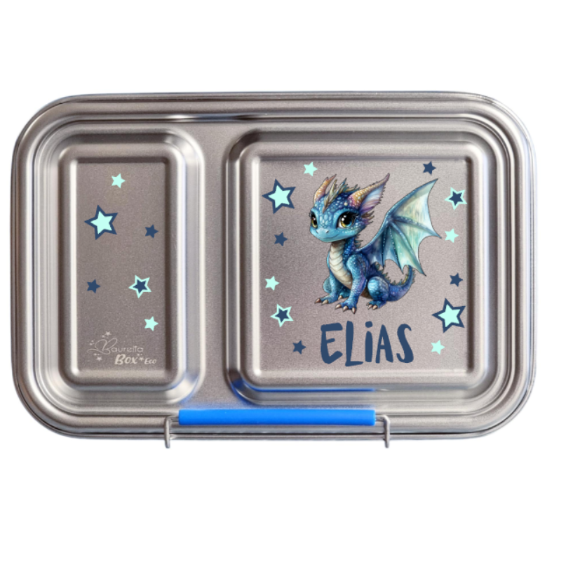 Edelstahl Znünibox Baurelia Box Eco mit 2 Unterteilungen Blau